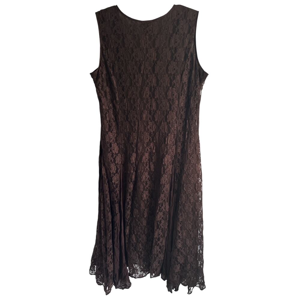 Vintage 90’s‎ Y2K Size 16 Brown Lace Sequined Beaded Maxi Dress - Picture 3 of 8